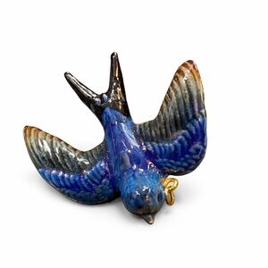 Blue Ceramic swallow pendant